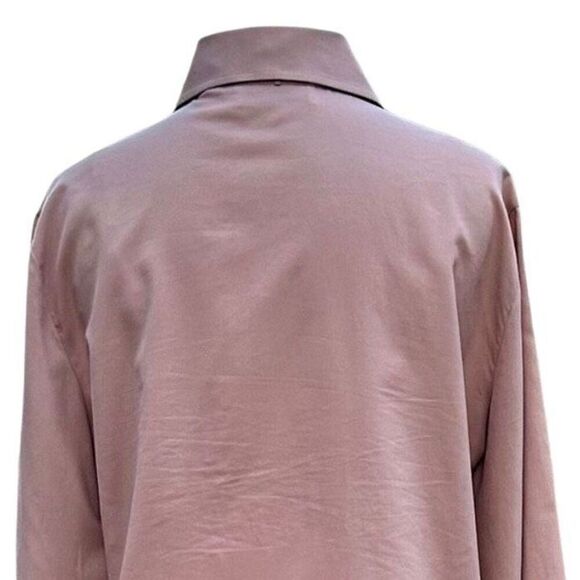 Vintage Josephine Salmon Pink Pleated Button-Up Blouse Size 12 - Picture 5 of 10